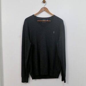 Polo Ralph Lauren V-Neck Pullover Sweater Men’s Large Merino Wool Long Sleeve